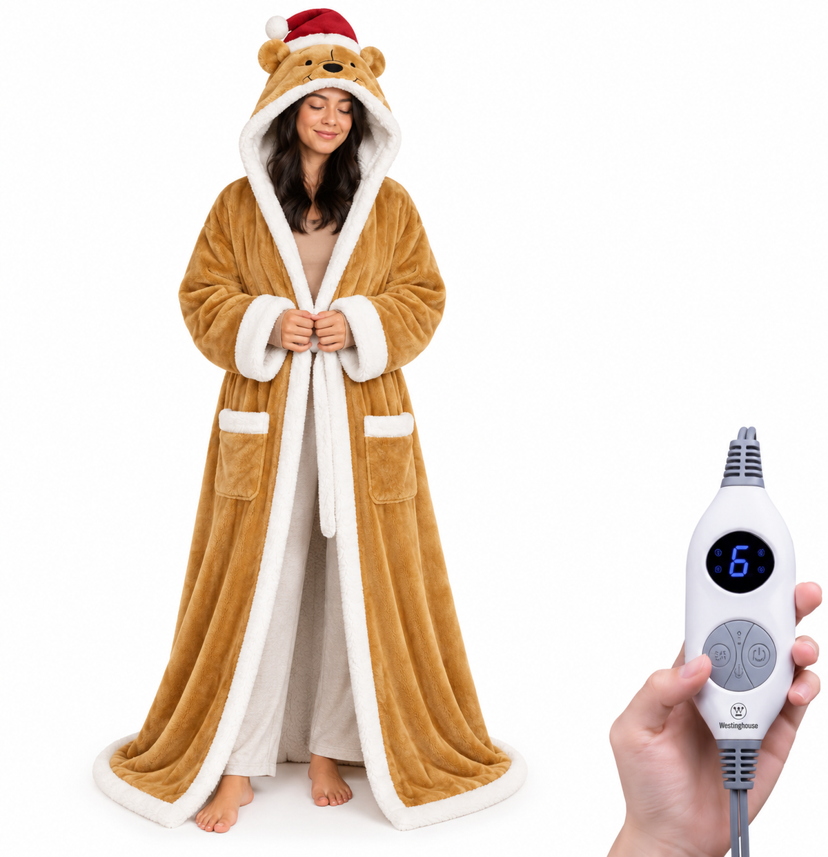 🔥Wearable Heated Blanket with Foot Pocket Sherpa🔥Overheat Protection & Auto Shut-Off